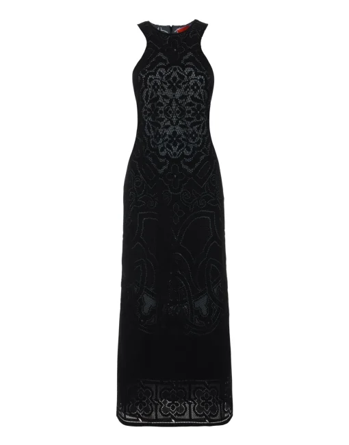 Lacey Racer DressSolid Black in Embroidered Cotton
