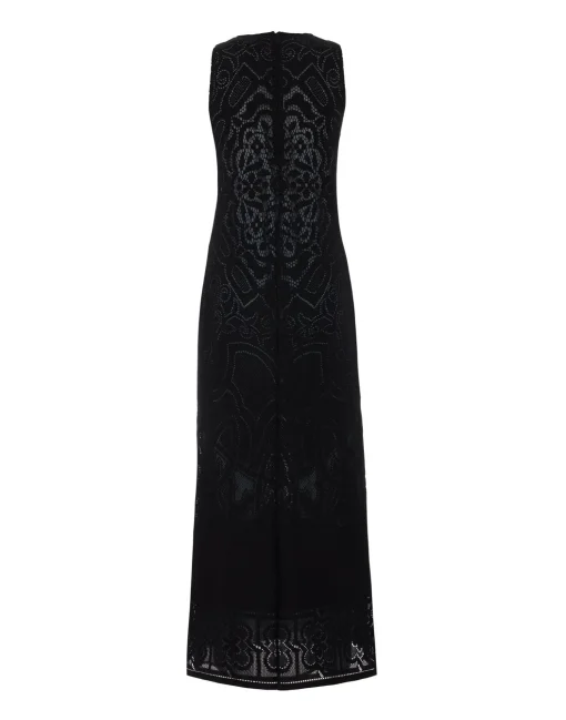 Lacey Racer DressSolid Black in Embroidered Cotton