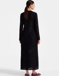 Lacey Swing DressSolid Black in Embroidered Cotton