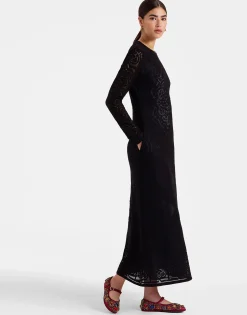 Lacey Swing DressSolid Black in Embroidered Cotton