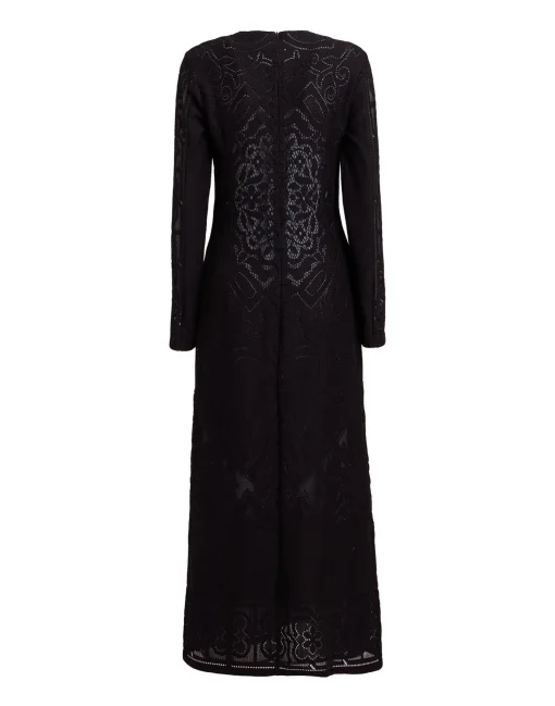Lacey Swing DressSolid Black in Embroidered Cotton