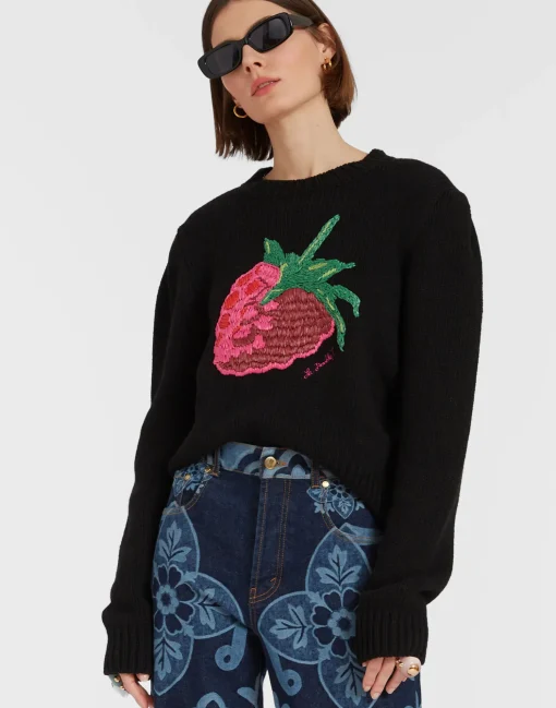 Lampone SweaterBlack in Wool Embroidered