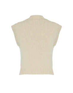 Lampone VestBeige in Wool Embroidered