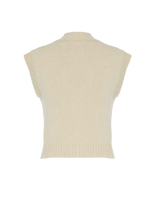 Lampone VestBeige in Wool Embroidered