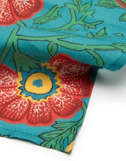 Large Napkins Set Of 2Dragon Flower Turchese in Linen