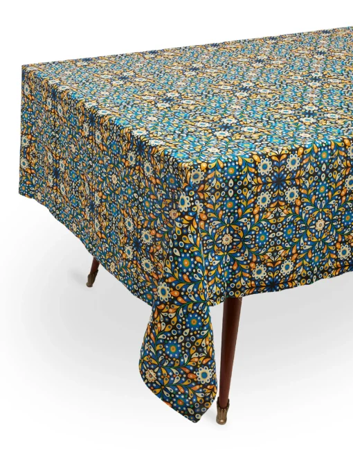 Large Tablecloth (180x350)Confetti Blu in Linen