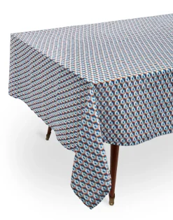 Large Tablecloth (180x350)Cubi Blu in Linen