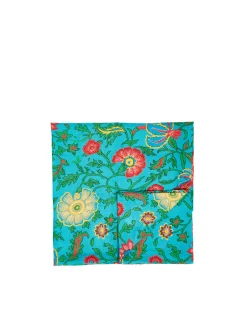 Large Tablecloth (180x350)Dragon Flower Turchese in Linen