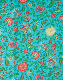 Large Tablecloth (180x350)Dragon Flower Turchese in Linen