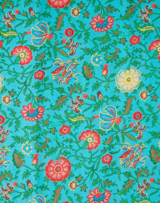 Large Tablecloth (180x350)Dragon Flower Turchese in Linen