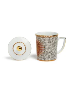 Lidded MugSunrays Multicolor in Porcelain
