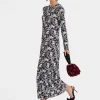 Long Sleeve Swing DressAperol Black & White in Flowy Jersey