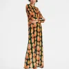 Long Sleeve Swing DressArcturus Blue Petrol in Velvet Devoré