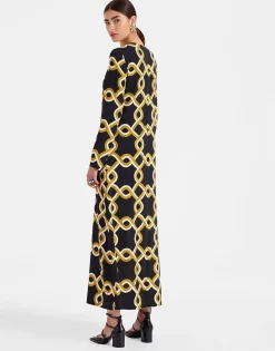 Long Sleeve Swing DressTackle Black in Sablé