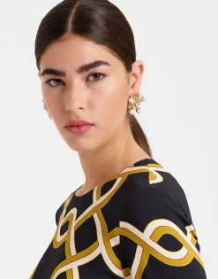 Long Sleeve Swing DressTackle Black in Sablé