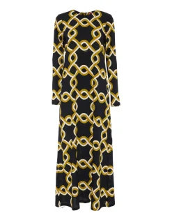 Long Sleeve Swing DressTackle Black in Sablé