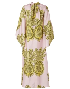 Magnifico DressBig Pineapple Pink in Twill Silk
