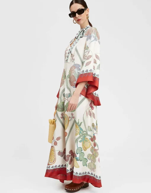 Magnifico DressGrenadilla Placée Off White in Silk Twill