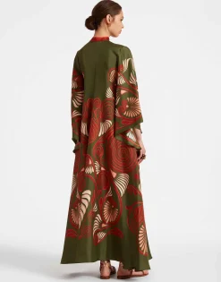 Magnifico DressKerylos Placée Dark Green in Silk Twill