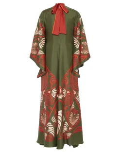 Magnifico DressKerylos Placée Dark Green in Silk Twill