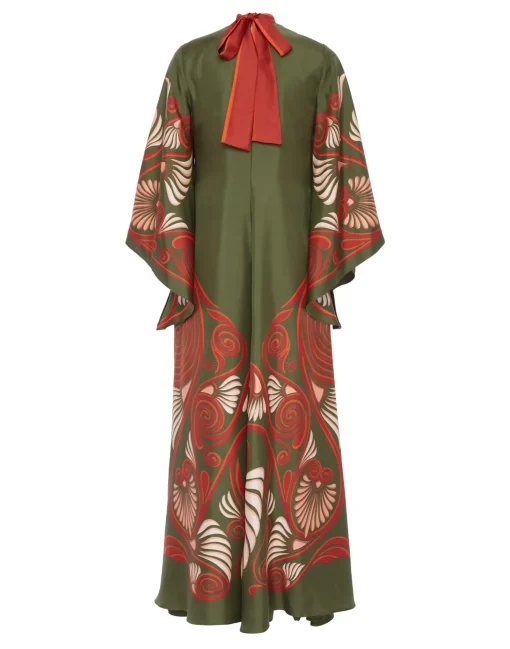 Magnifico DressKerylos Placée Dark Green in Silk Twill