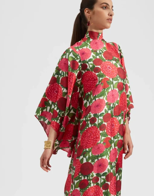 Magnifico DressPink Dahlias in Twill Silk