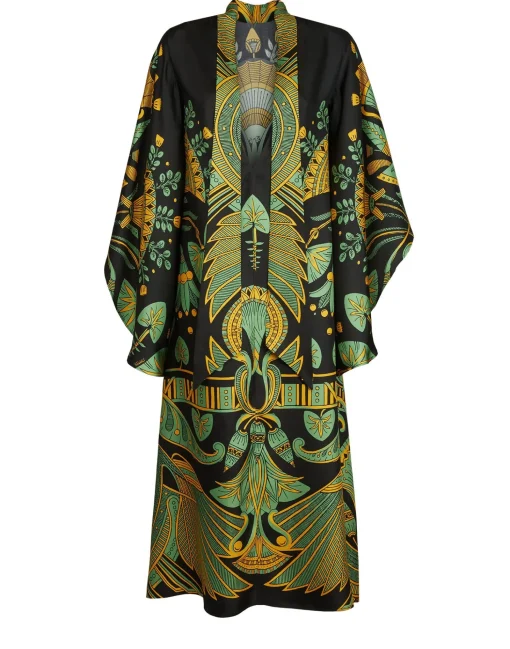 Magnifico Midi DressThe Nile Placée Black in Silk Twill
