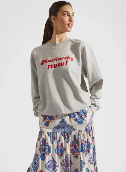 “MATRIARCHY NOW!” Stand-up SweatshirtT.Unita Grigio in Cotton Felpa