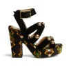 Medal WedgeScarab Black in Faille With Studs