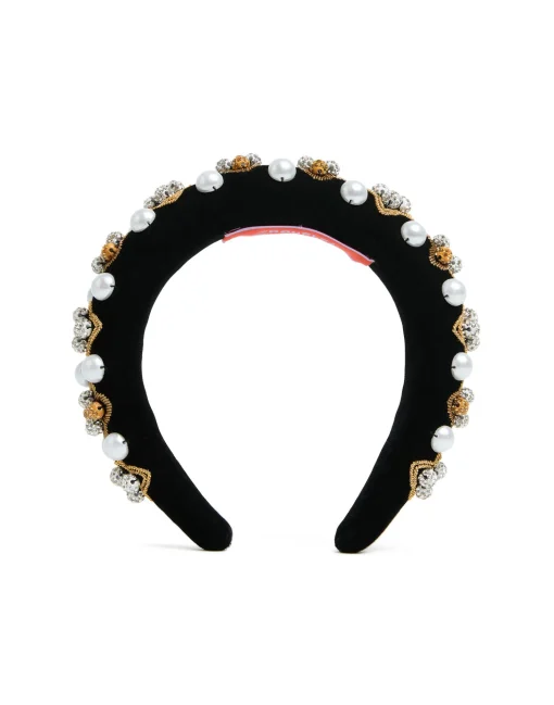 Medici HeadbandSolid Gold in Velvet Embroidered