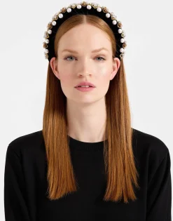 Medici HeadbandSolid Gold in Velvet Embroidered