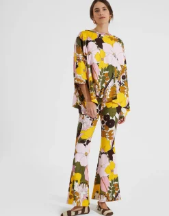 Meditation PantsBig Flower Rose in Cotton