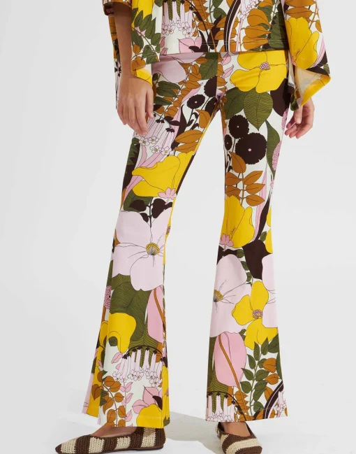 Meditation PantsBig Flower Rose in Cotton