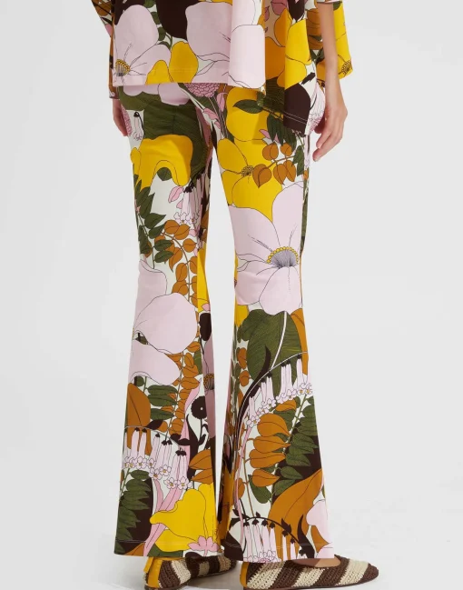 Meditation PantsBig Flower Rose in Cotton
