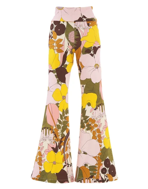 Meditation PantsBig Flower Rose in Cotton