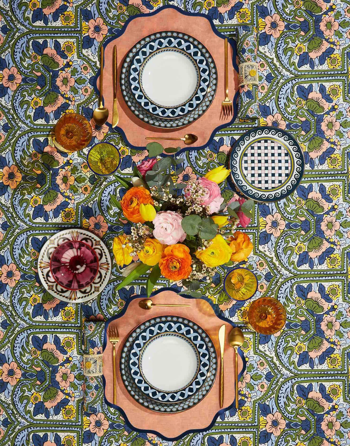 Medium TableclothCorte Blu in Linen