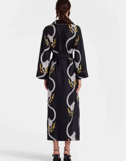 Midnight DressMelograno Black & White in Silk Twill