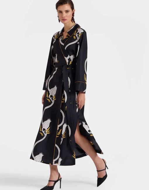 Midnight DressMelograno Black & White in Silk Twill