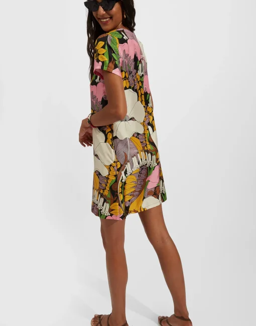 Mini Swing DressBig Flower in Silk Twill