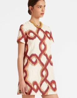 Mini Swing DressTackle Burgundy in Jacquard