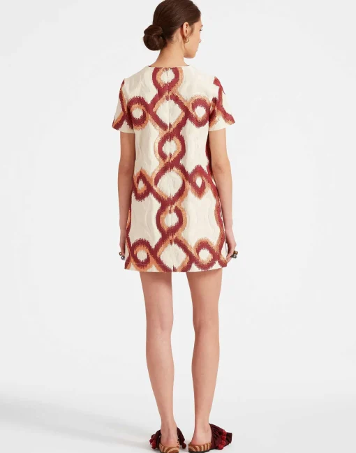 Mini Swing DressTackle Burgundy in Jacquard