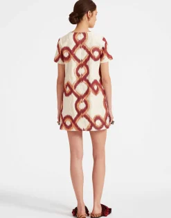 Mini Swing DressTackle Burgundy in Jacquard