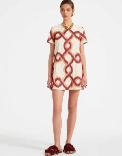 Mini Swing DressTackle Burgundy in Jacquard