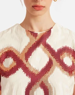 Mini Swing DressTackle Burgundy in Jacquard