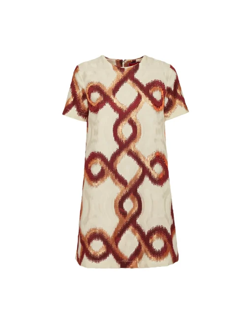 Mini Swing DressTackle Burgundy in Jacquard