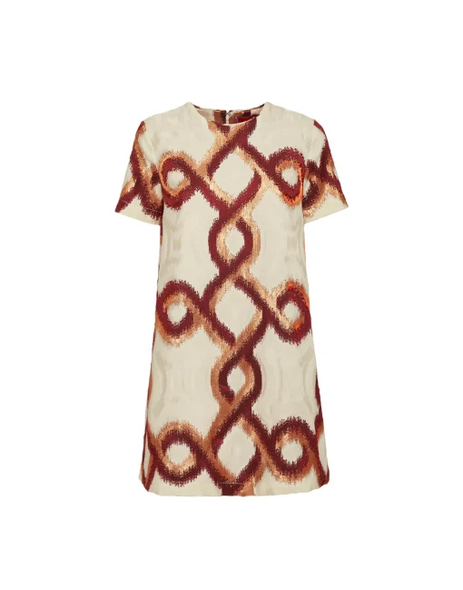Mini Swing DressTackle Burgundy in Jacquard