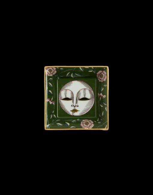 Mini Trinket TrayThe Moon Dark Green in Porcelain