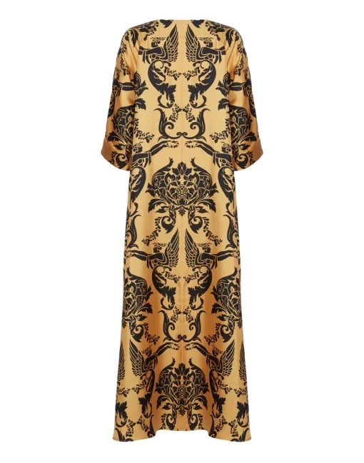 Muumuu Dress Round NeckCherubs Gold in Silk Twill