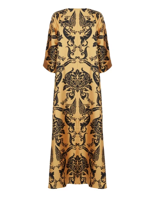 Muumuu Dress Round NeckCherubs Gold in Silk Twill