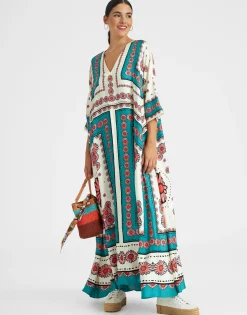 Muumuu DressDaisy Placée Turquoise in Twill Silk